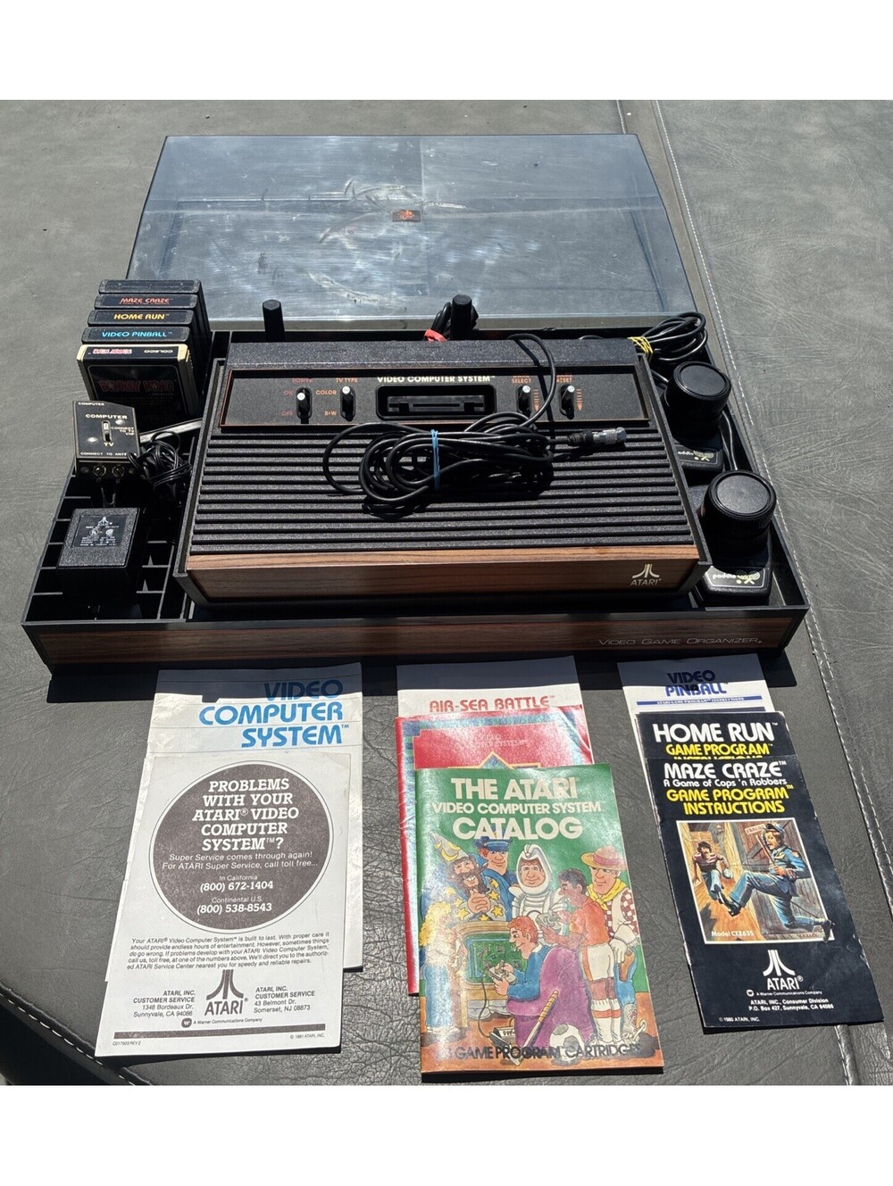 Atari 2600cx-a System Woodgrain Controller Games  & Hartzell Organizer Works